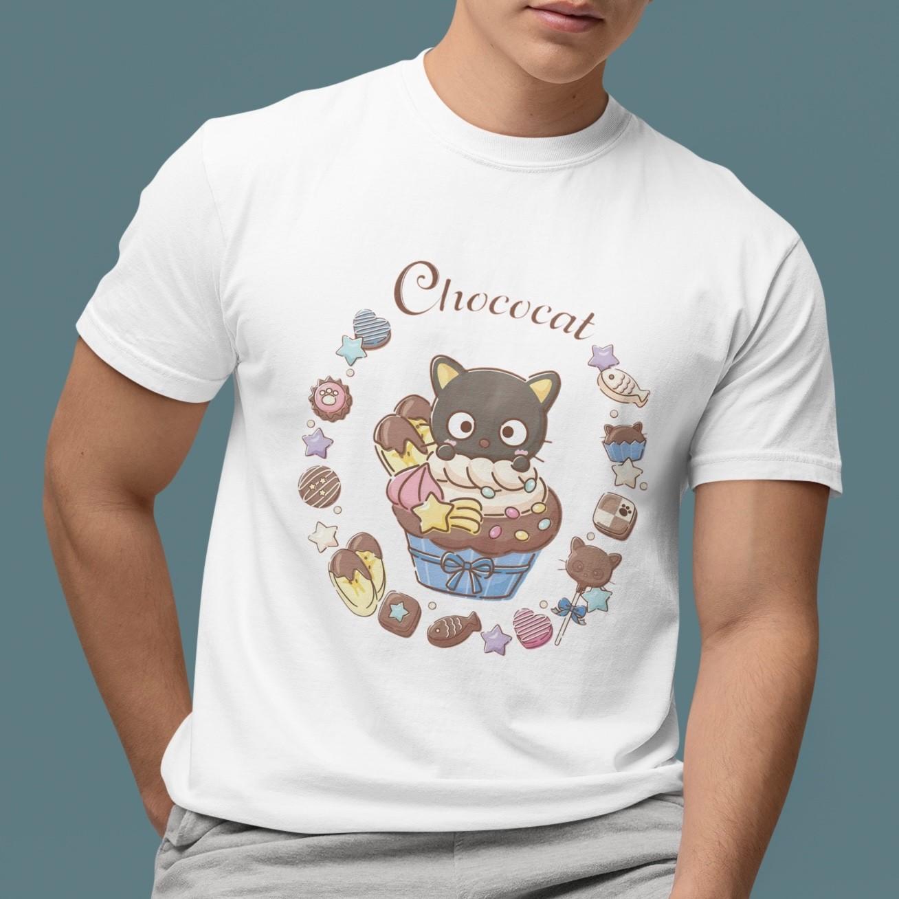 Kawaii Chococat T-Shirt Sanrio Sweet Dessert Graphic Tee Unisex Casual Gift Idea M