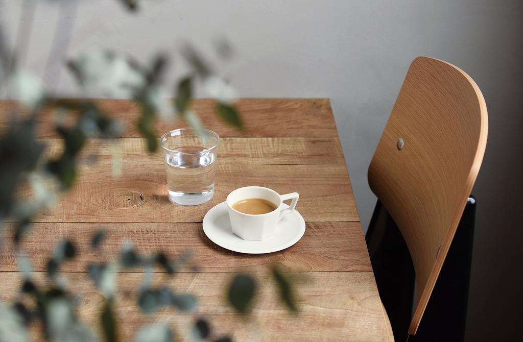 KINTO OCT Cup & Saucer, 300ml, White, Microwave and Dishwasher Safe, 28885