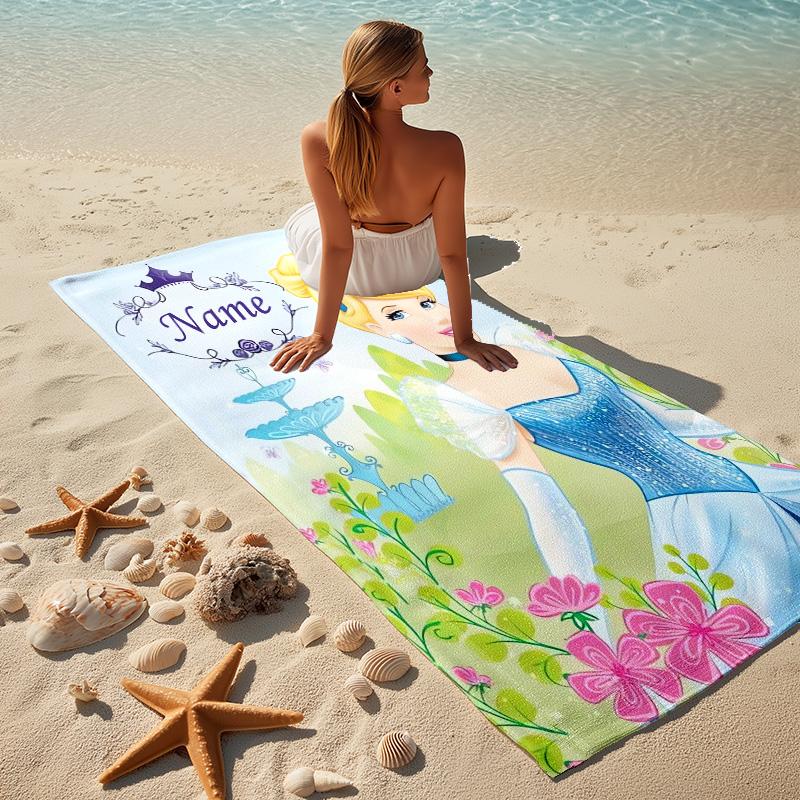 Custom Name Princess Garden Stylish Digital Printing Beach Towel Quick‑Drying Absorbent Blanket for Beach Pool Gym Travel