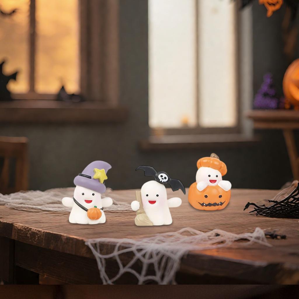 8 PCS Halloween Miniature Figurines Cute  Resin Pumpkin   Crafts  Holding  & Pumpkin Basket Micro  Ornaments Kit For Garden