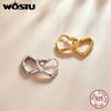 WOSTU 925 Sterling Silver Hollow Heart Love Stud Earrings Shiny Simple Earrings For Women Fashion Silver Jewelry