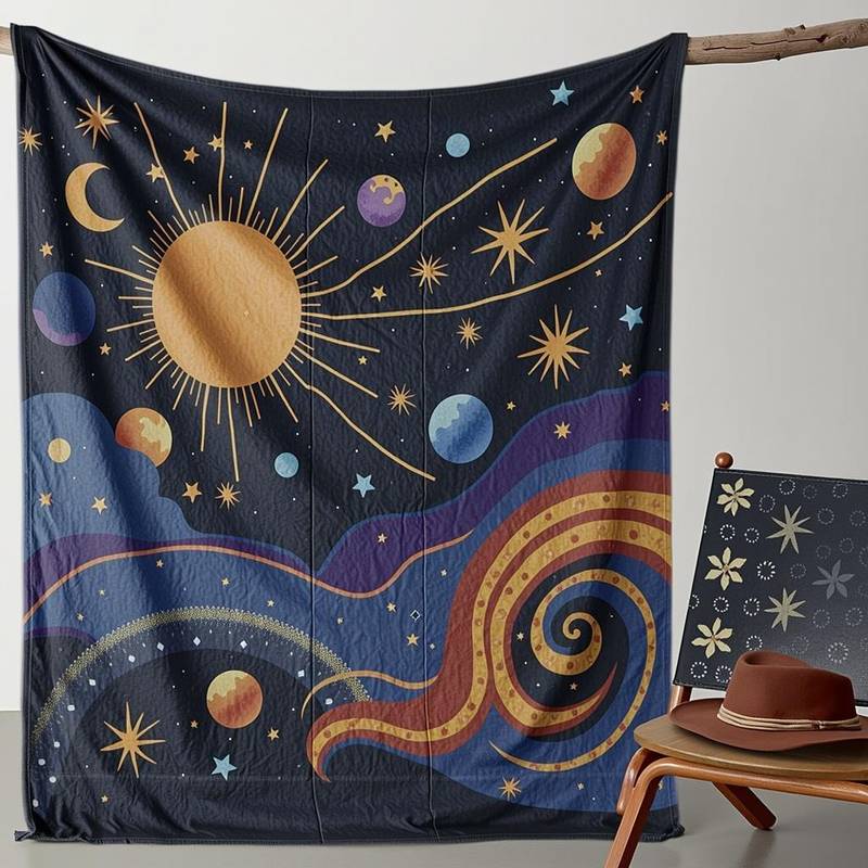 

Mystical Celestial Planets Throw Blanket - Cosmic-Themed Soft Blanket for Dreamy Boho Home Decor 75x90cm