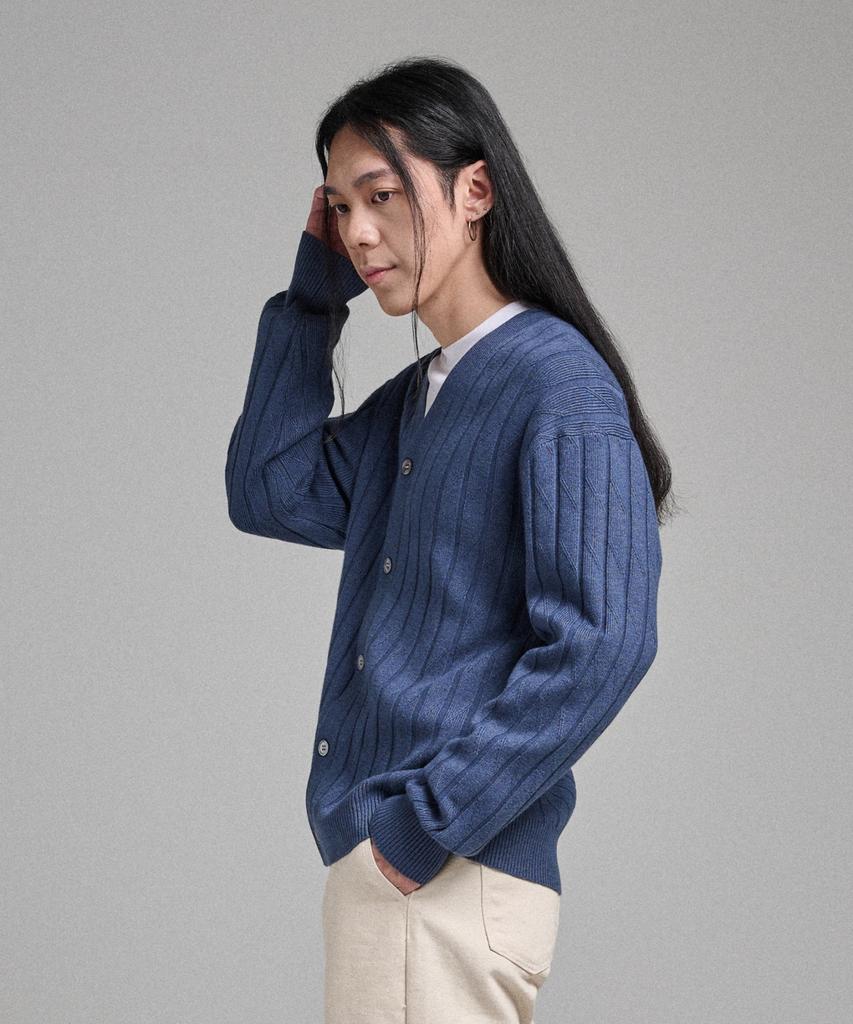 ANALOG MOOD Like Semi Hachi Cardigan Knit (Blue)