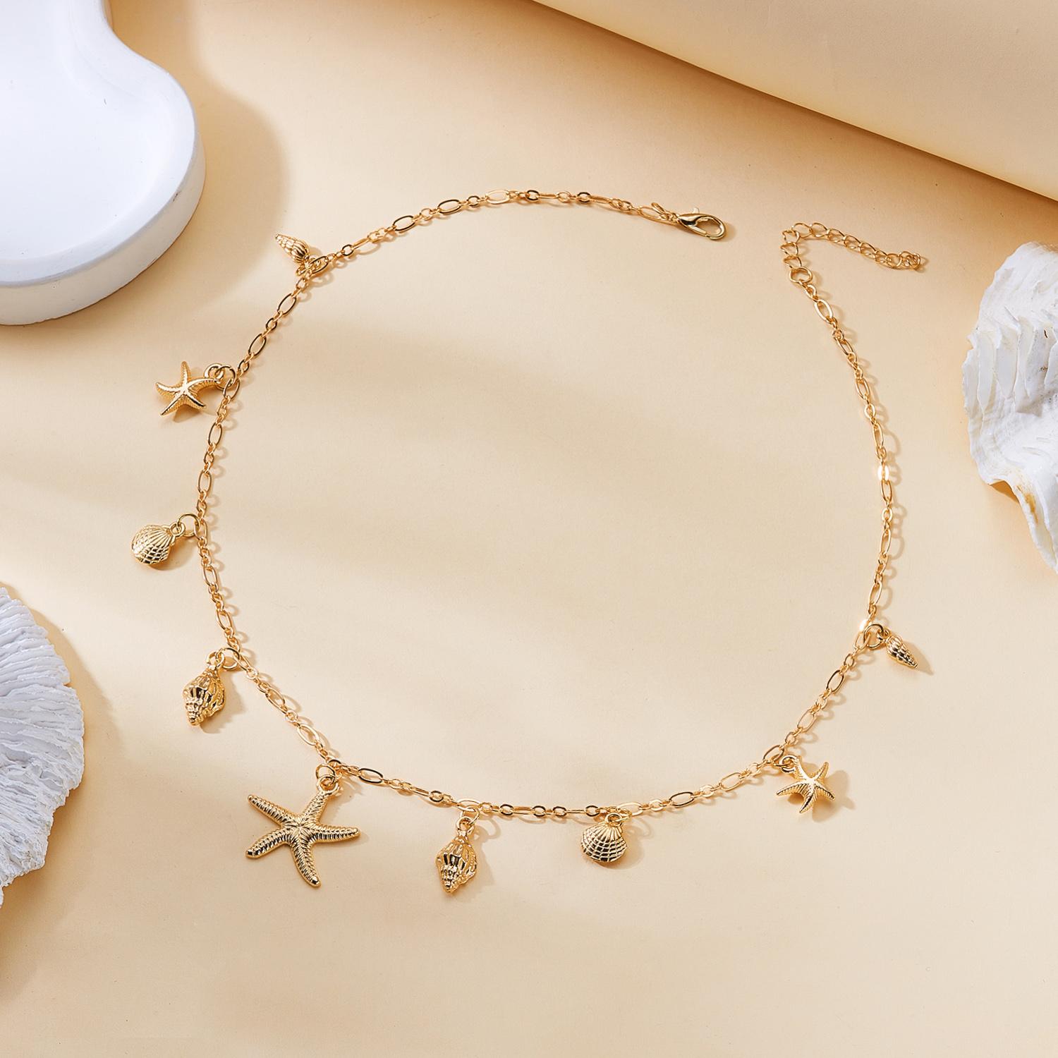 

Starfish Shell Conch Pendant Necklace Beach Vacation Style Jewelry Women s Trendy Fashion Gift Daily Accessory