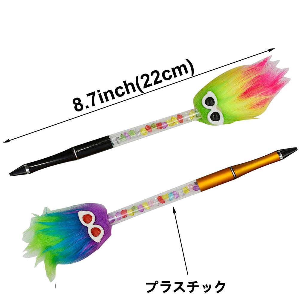 Maydahui Stylish Rainbow Plush Diamond Ballpoint Pen Blue 6 Pieces Cute Fluffy Colorful Fire Element Christmas Easy To Write Cute Student Gift 0.5mm