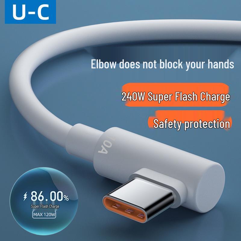 10A Super Fast Type-C Charging Cable with Elbow for Huawei Honor Car Charger.