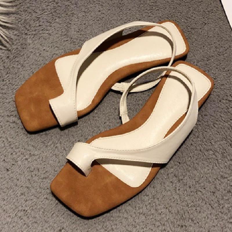 

Fashion Comfort Square Toe Narrow Band Flat Slippers Women Sexy Clip Toe Designer Brand Slippers Fashion Concise Non-slip Beach Shoes 40 оранжевый