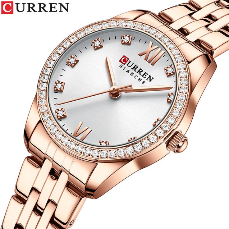 CURREN New Top Women's Watch Fashion Diamond Watches Small Light Thin Steel Band Fashion Waterproof Quartz Watches