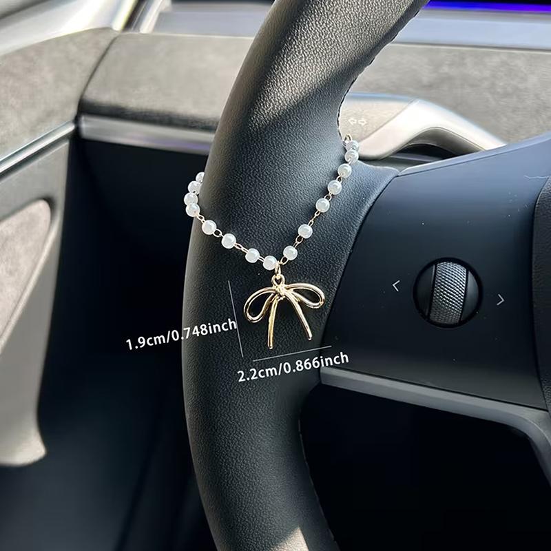 Sparkling Rhinestone Bow Chain, Car Steering Wheel Decoration, Exquisite And Elegant, Ladies' Car Interior Decoration Unique