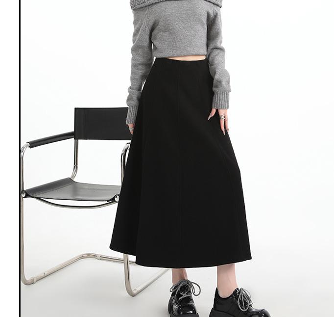 Plus Size Women's Elastic Wool A-line Winter Skirt 1407#