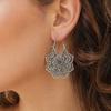 1 Pair Vintage Bronze Earrings for Women, Multi-Layer Hollow Pattern Hook Earrings, Bohemian Ethnic Style Drop Earrings for Jewelry Gift