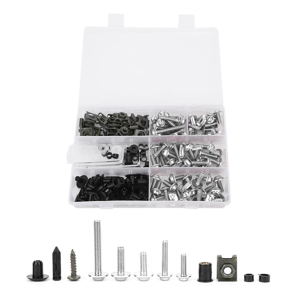198Pcs Set Windscreen Fairing Screws M5 M6 Bolts Kit Motorcycle Accessory