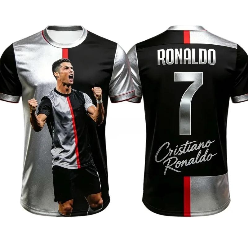 Summer Short Sleeve Football T-shirt Men Sports Casual Outdoor Daily Portrait T-shirt Fashionable Comfortable Loose Soft Breathable T-shirt