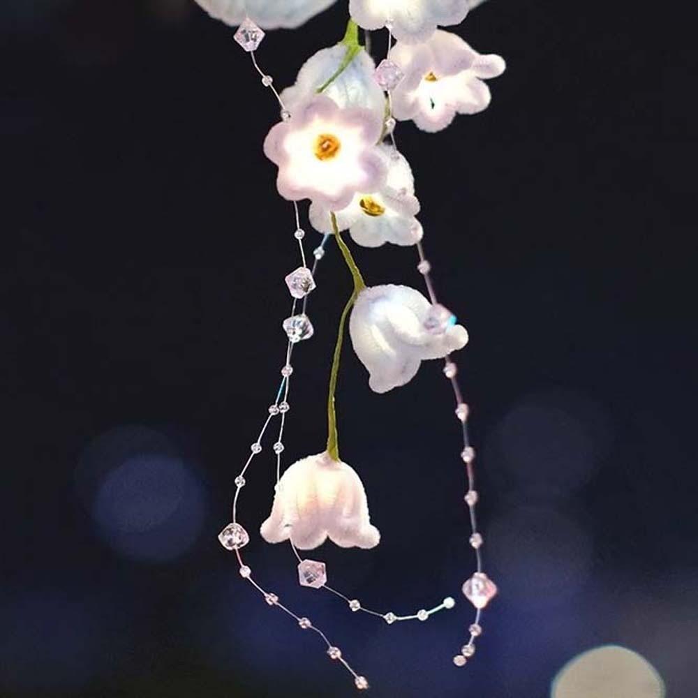 Handmade Bellflower Lantern Glowing Luminous Muguet Flower Lamp Twisted Stick Chenille Stems Handheld Light School Art Class