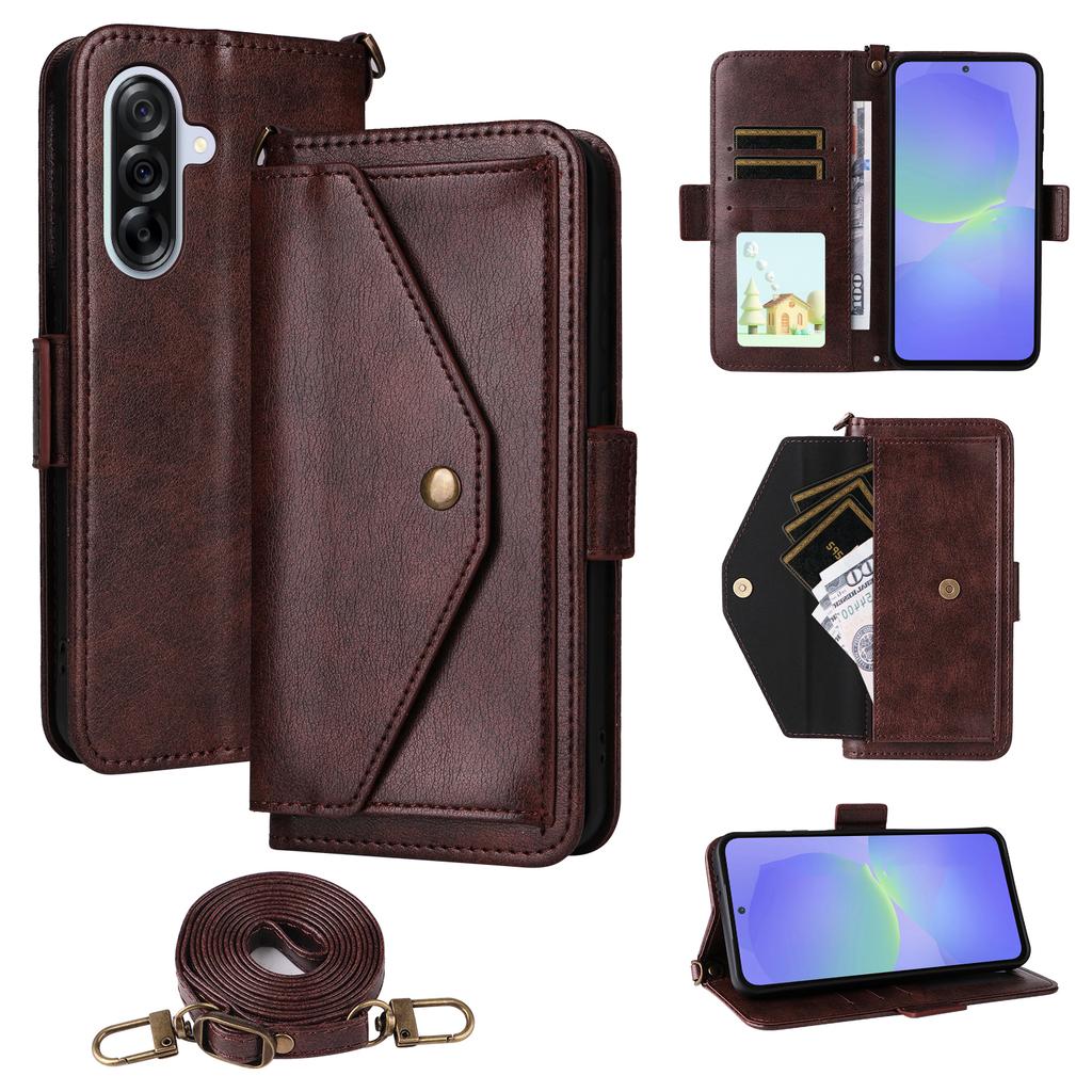For Samsung Galaxy A36 5G Leather Case Magnetic Closure Wallet Stand Phone Cover with Crossbody Strap