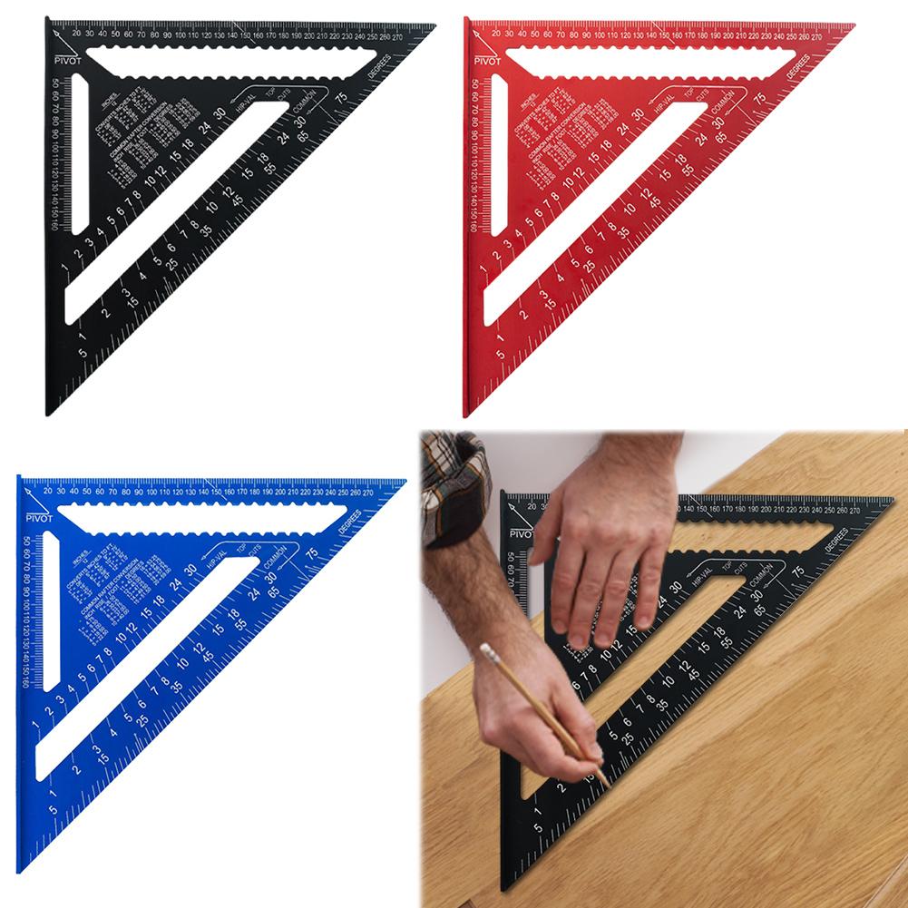 12/7inch Triangle Ruler Aluminum Alloy Metric Angle Ruler High Precision 90° Triangle Carpenter Square Ruler Carpenter Tools