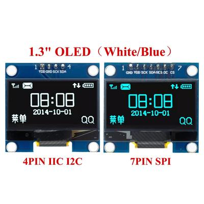 1.3" OLED Module 1.3 Inch Display Module White/Blue 128X64SPI/IIC I2C Communicate Color 1.3 Inch OLED LCD LED Display Module