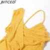BITCED Summer Women's Solid-Colour Slim-Fit High-Waisted Fashion Strapless Sleeveless Mesh Dress