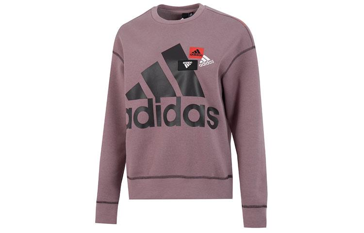 Adidas Oversized Logo Letter Print Sporty Casual Fleece Lined Hoodie Sweatshirt Women s Purple HM5301 M