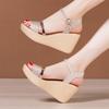 High Heel Wedges Sandals For Women 2024 Summer New Platform Footwear Red Black Gold Silver Large Size Sandals 32-43