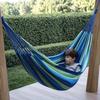 Outdoor Striped Hammock with Rope Bag, Portable Canvas Single Person Hammock, Tree Hanging Hammock for Camping Garden Patio Backyard Porch