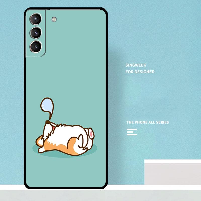 Cartoon Corgi Dog Case For Samsung Galaxy S25 Ultra S25 FE S20 S21 S22 S23 Plus S9 S10 S24 Ultra Phone Cover