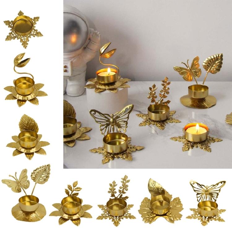 Candle Holder Metal Candlestick Unique Geometric Flower Desk Candlelighting Stand For Sophisticated Home Decoration