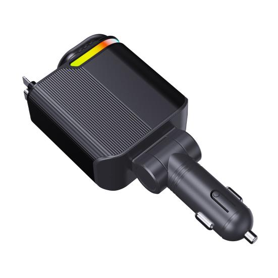 Car Charger with Free Adjustment Bluetooth-compatible 5.0 Headphones PD3.0 Fast Charging 4-Port USB Type-C Charger