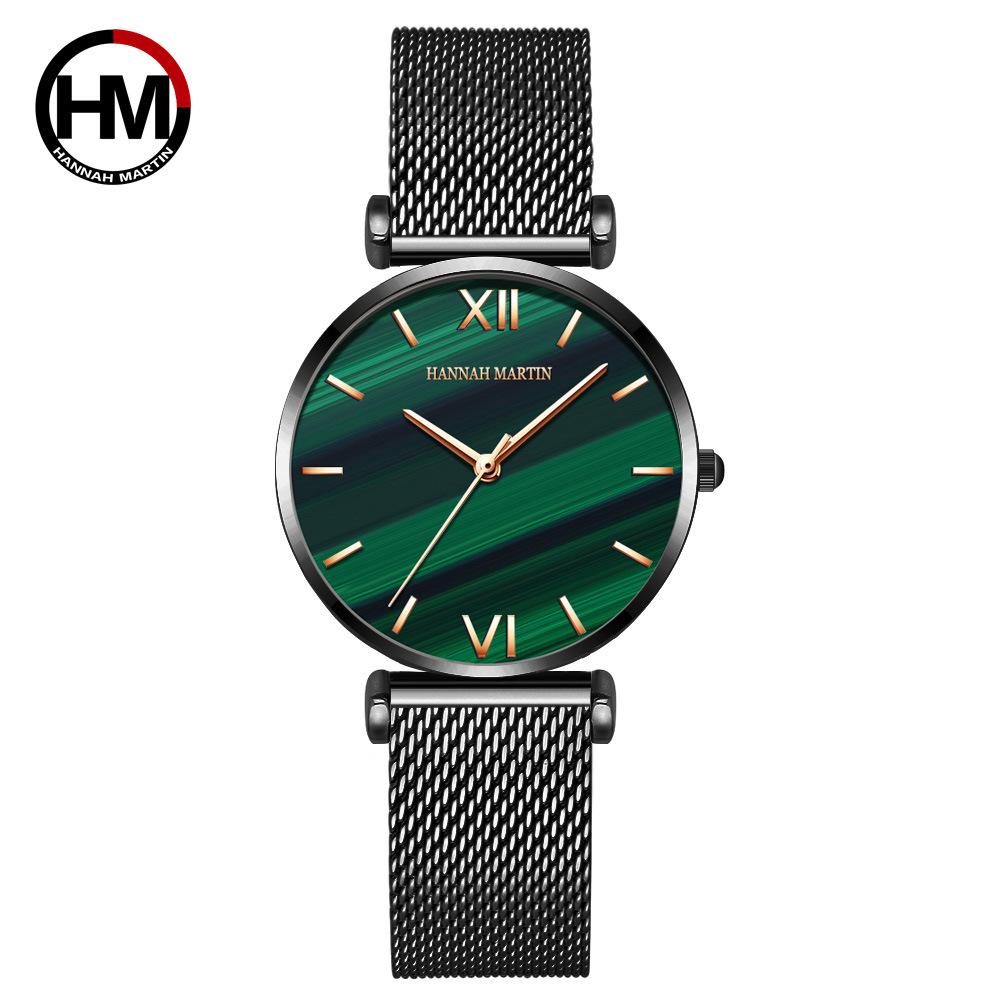 Hannah Martin Women's Waterproof Malachite Green Dial Watch