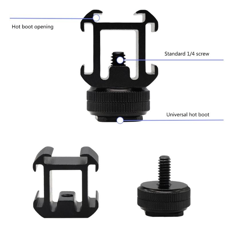 Camera Hot Shoe Mount Adapter Video Triple Cold Shoe Bracket Light for LED Monitor Microphone Studio Flash Video