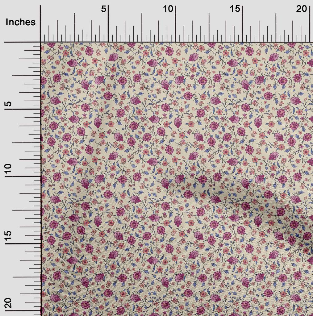 oneOone Cotton Flex Light Brown Fabric Asian Suzani  Fabric For Sewing Printed Craft Fabric By The Yard 40 Inch