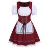 Women Oktoberfest Dirndl Dress Bavarian Beer Maid Costume Off Shoulder Puff Sleeve Lace Apron Dress For Halloween