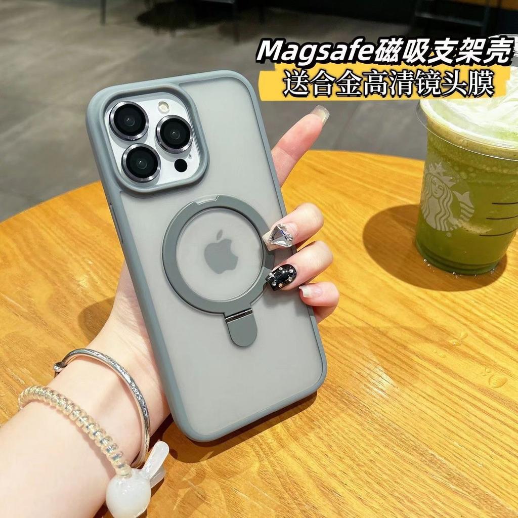 Applicable to iPhone17PRO mobile phone case matte skin feel fulcrum bracket magnetic suction with lens film Apple 16E protection