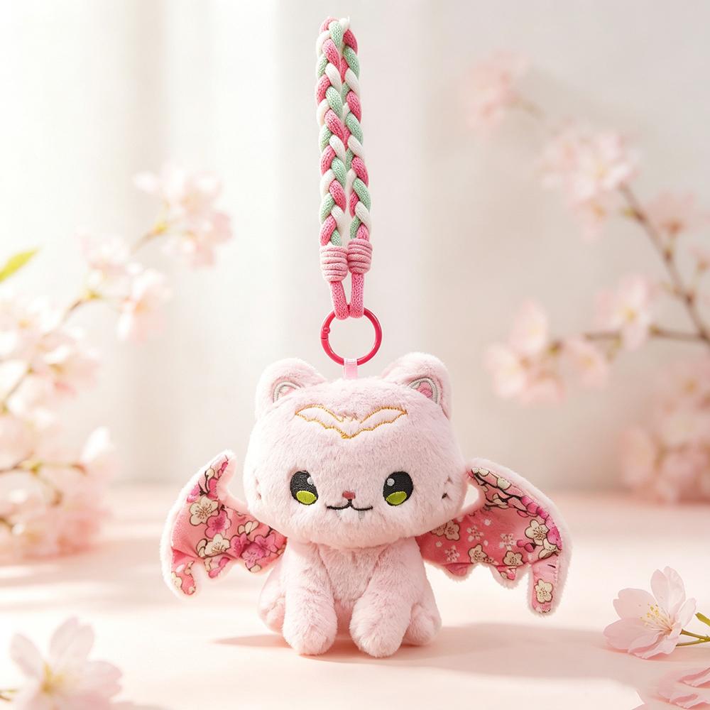 1440Cm Sakura Bat Wings Cat Plush Toy Japanese Style Cartoon Big Eyes Cute Kitten Stuffed Dolls Sweet Gift For Girl