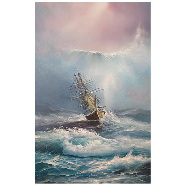 

Плакаты и принты на тему парусного спорта, современная настенная живопись, картина маслом «лодка», голубое небо, искатель приключений, холст, картина, корабль, волны, декор для дома 20*40cm No Frame