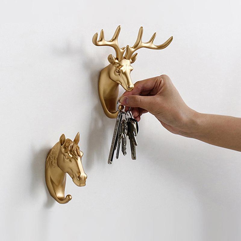 Wall Hanging Hook Vintage Deer Head Animal For Hanging Clothes Hat Scarf Key Deer Horns Hanger Rack Wall Decoration