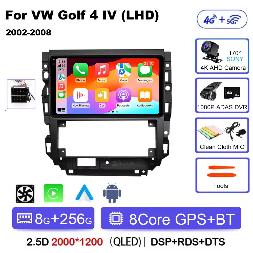 Car Radio Android 14 For Volkswagen VW Golf 4 IV LHD 2002-2008 Jetta MK4 Classics Qualcomm Multimedia Player Carplay GPS Auto