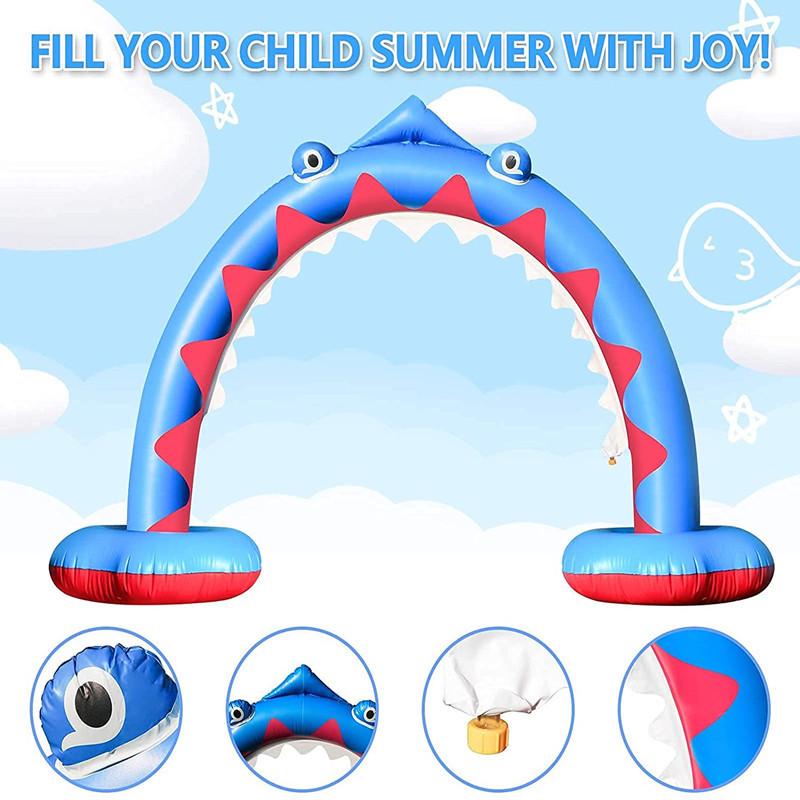 Inflatable Rainbow Bridge Shark Cloud Sprinkler Toy for Kids' Water Play