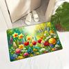 1Pcs Vibrant Floral Pattern Floor Mat Modern Kitchen Polyester Rug Non-Slip Colorful Indoor Carpet, For Home Bathroom Bedroom Living Room Decor