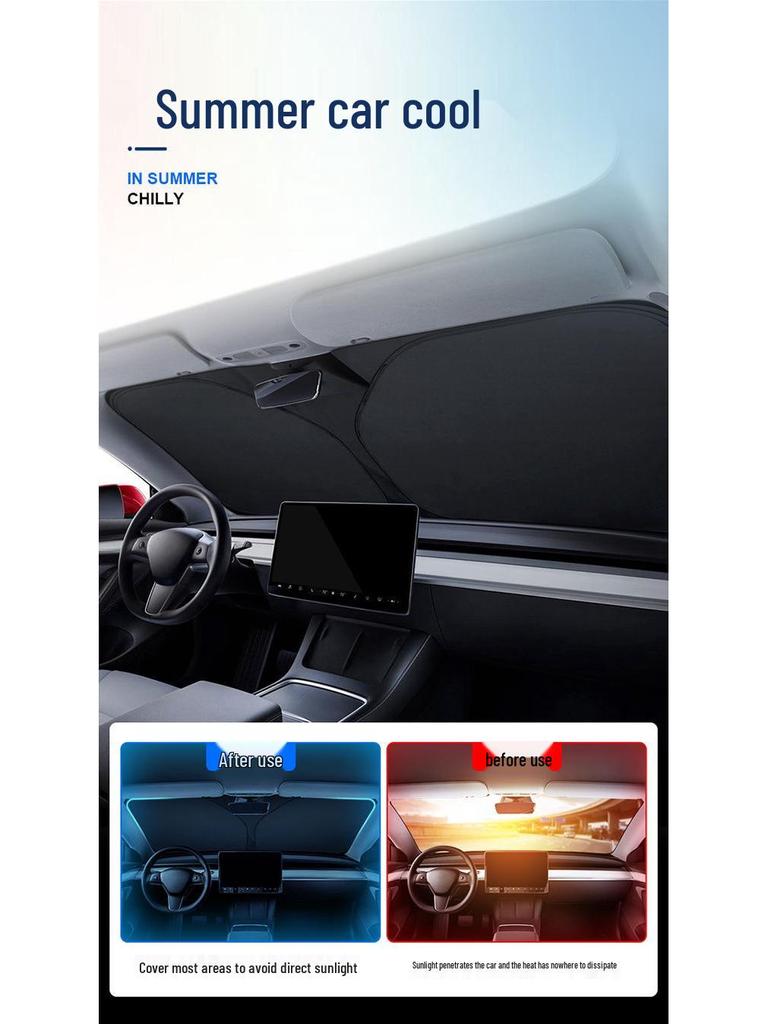 Car Front Windshield Folding Sunshade: Heat Insulation Curtain