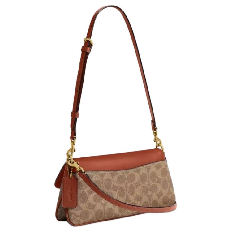Coach Jet 25 Logo Vintage Leather Tote Crossbody Shoulder Bag Medium Women bags Brown CBA83-B4XHG