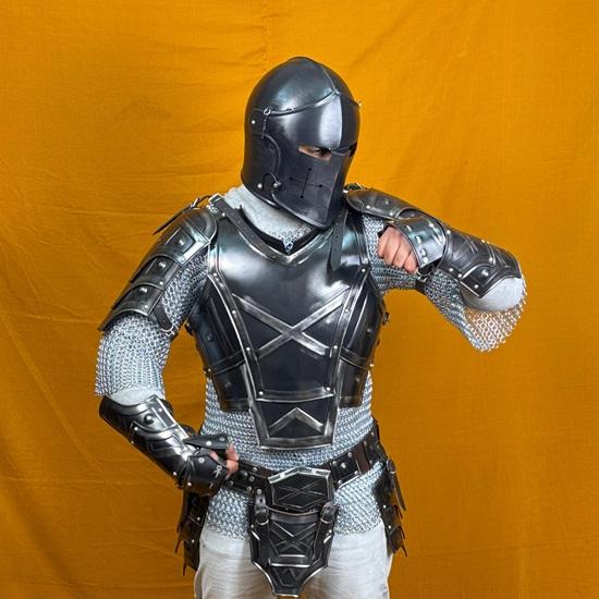 Steel Armor Set Full-Body Knight Cuirass, Pauldrons, Bracers Greaves for LARP, Cosplay Collectors