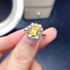 Drainage Welfare Yellow Diamond Women'S Ring, Rectangular Emerald Cut Imitation Topaz Colored Treasure Opening Ring