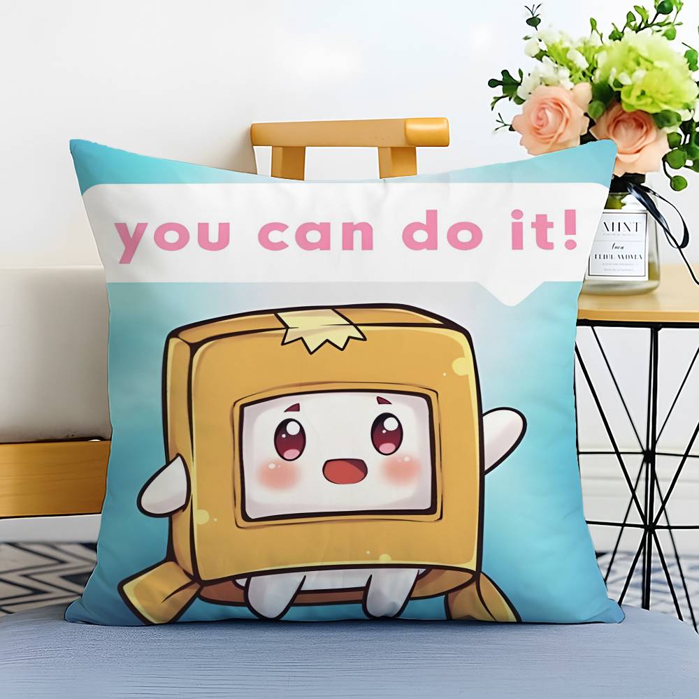 Niedlicher Cartoon-Kissenbezug von L-Lankyboxes-MT, bedruckt, aus gebürstetem Fleece, babyweich, hautfreundlich, umweltfreundlich, Sublimationsdruck