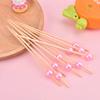 100Pcs Pearl Cocktail Picks Wooden Toothpick Skewer Snack Fork Fruit Picks