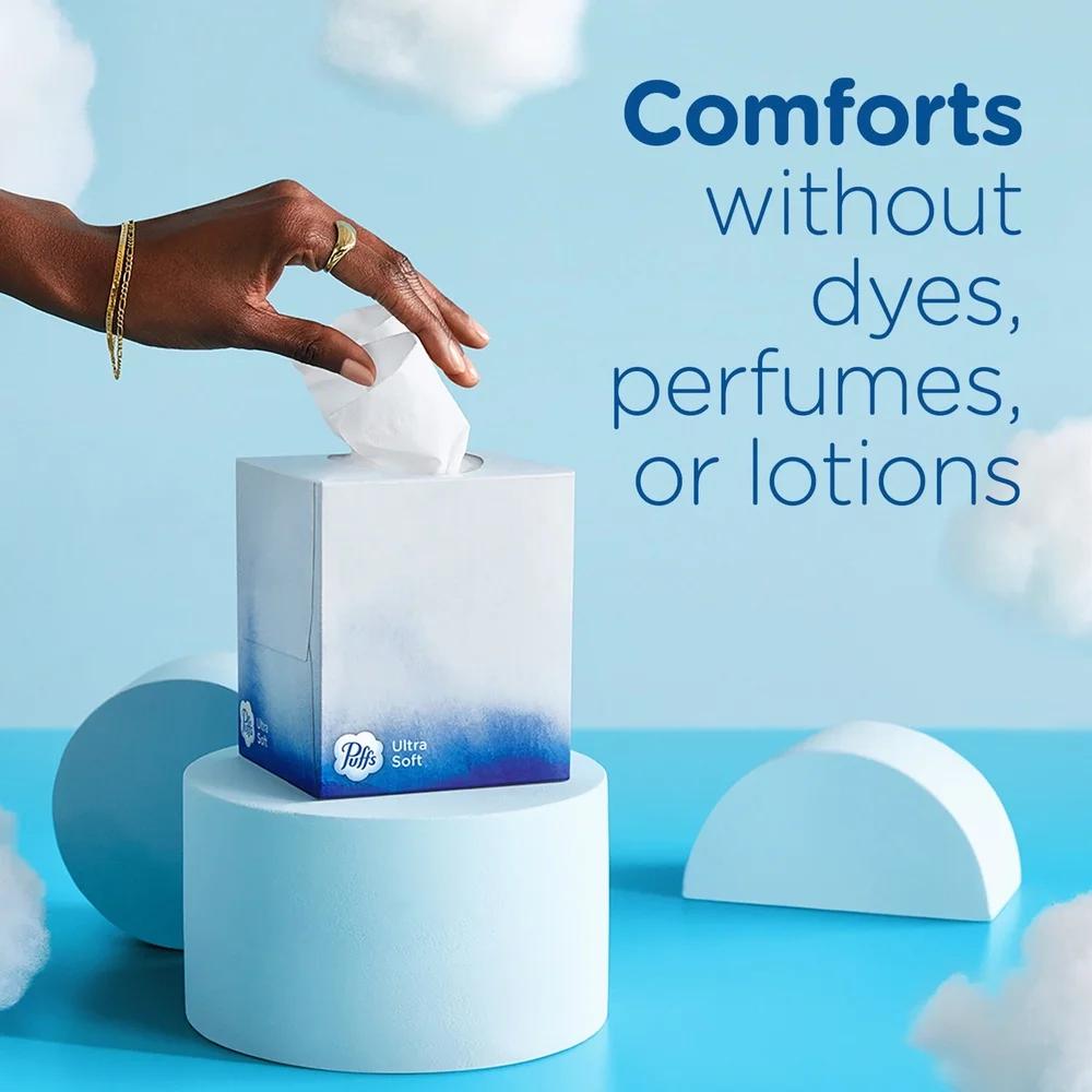 Ultra Soft Mega Facial Tissues 6 Cube Boxes 432 Sheets Non Lotion 2 Ply Gentle on Skin Ideal Sneezes Cold