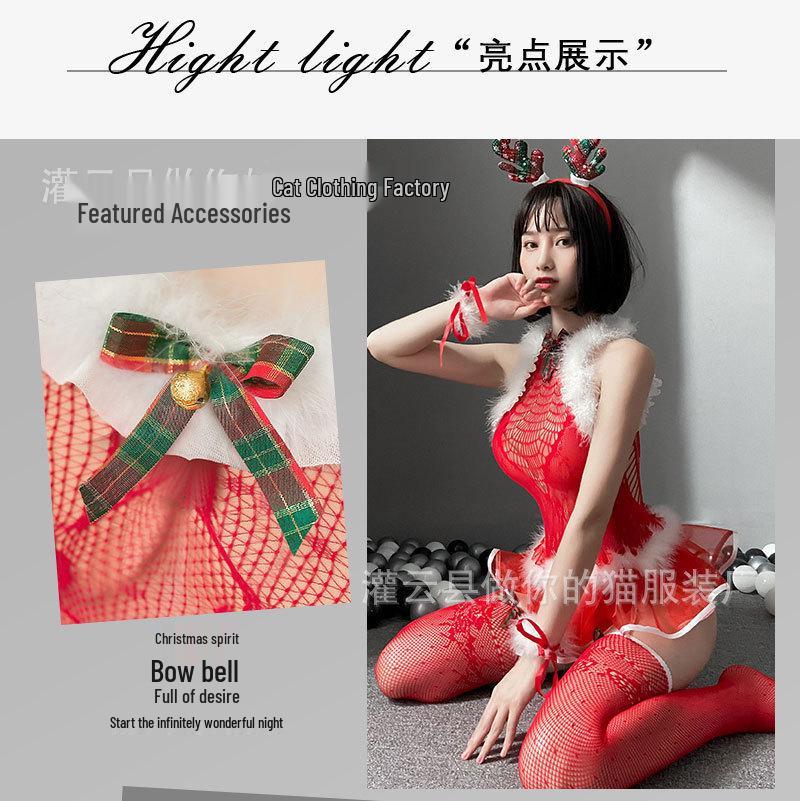 Sultry Christmas & Halloween Lingerie Set: Sheer Mesh Stockings