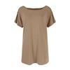 Women's Fashion New Round Neck Color Button Short Sleeve Top