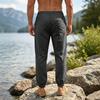 Men's Casual Striped Linen Pants Loose Fit Straight Leg Long Trousers Sporty American Style Men's Wear Breathable Casual Sports Trousers