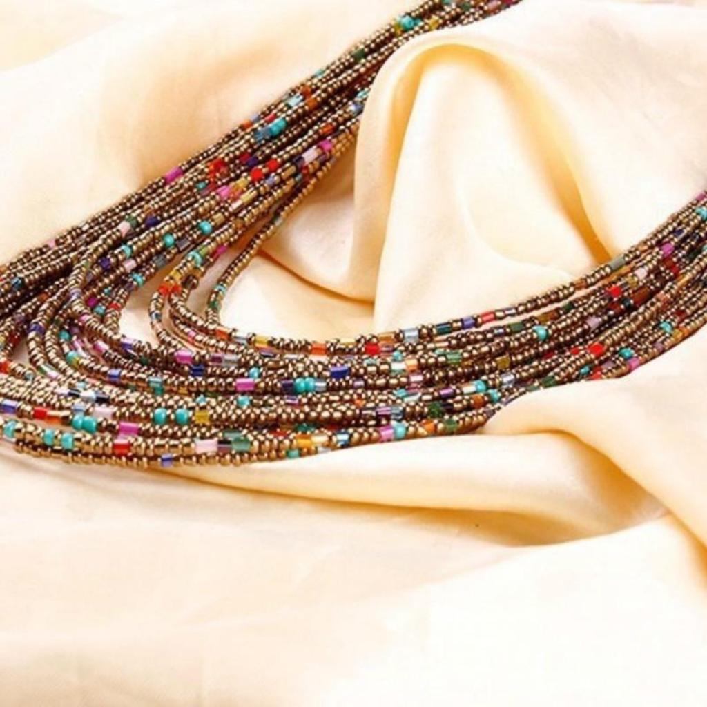 African Acrylic Beads Jewelry  Bohemia Necklaces Women Fashion Statement Multilayer Necklace